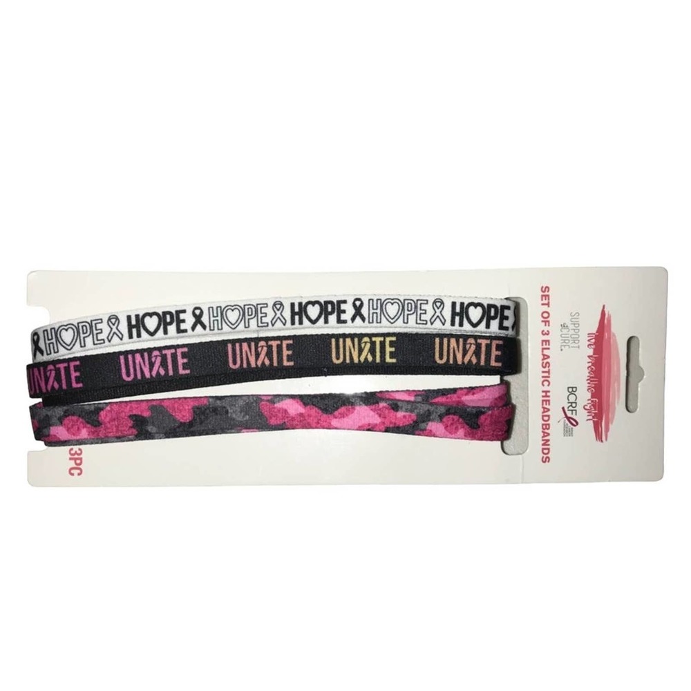 BREAST CANCER AWARENESS 3PK ELASTIC HEADBANDS